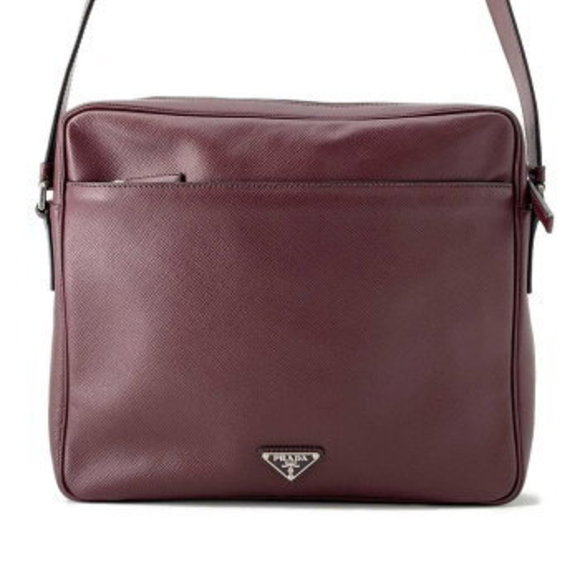 Prada Saffiano Leather Shoulder Bag Messenger - Picture 1 of 8